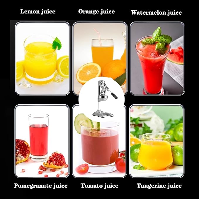 Commercial Grade Manual Citrus Juicer - Heavy Duty Stainless Steel, Easy Press Lever, for Oranges Lemons Pomegranates - Wide Spout Fits Most Cups (Style-A)