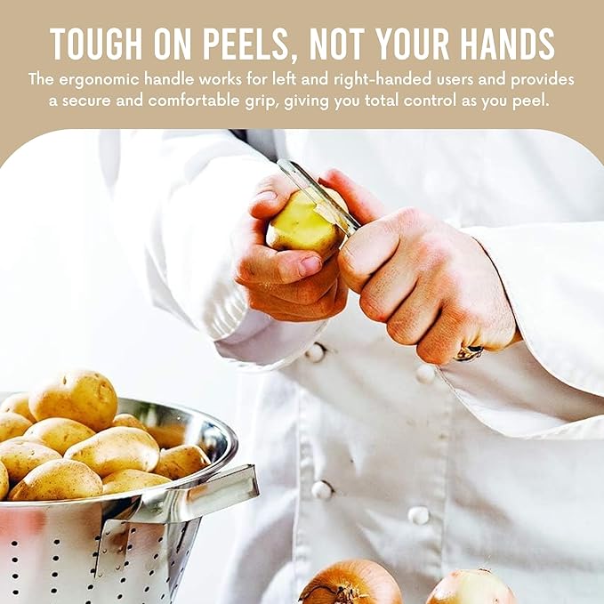 Linden Sweden Soft Grip Peeler - Gray | Rust Resistant Vegetable Peeler with Ergonomic Handle for Safety and Control | Dishwasher Safe Potato Peelers for Kitchen Made in Sweden | 9"L x 2.5"W | 6.5"