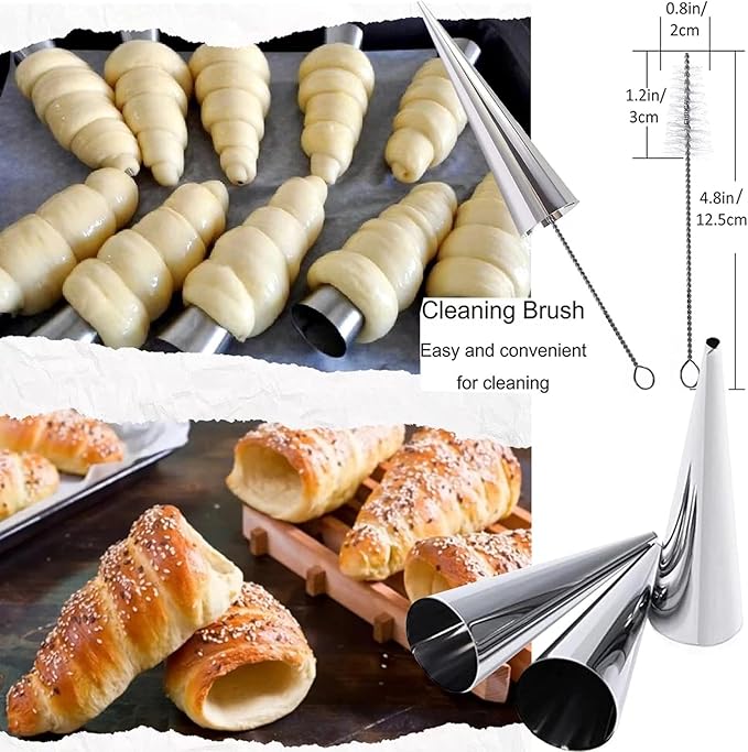 39 Pack Cannoli Forms Kit, Cannoli Forms Pastry Roll Molds with Piping Bags Reusable, Cleaning Brush, Long Cream Icing Piping Nozzle Baking Accessories Tool for Mum and Baker