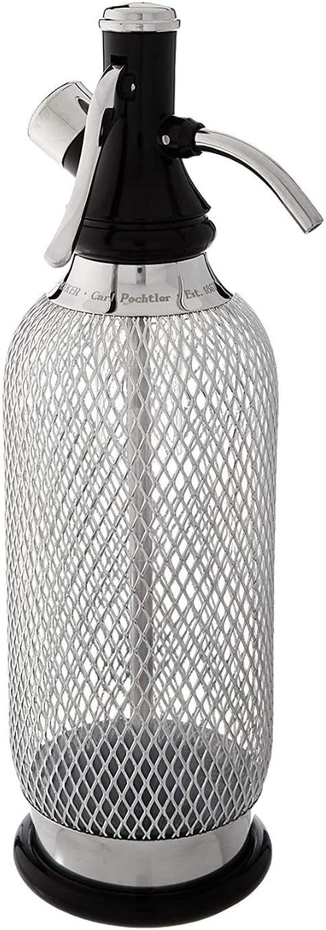 iSi Classic Steel Mesh SodaMaker Bottle (1 Quart) with CO2 Soda Siphon Chargers (10-Pack) Bundle - For making sparkling water beverages