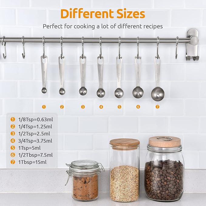 U-Taste 18/8 Stainless Steel Measuring Spoons Set for Dry and Liquid Ingredients(Set of 7), and Upgraded Measuring Cups and Spoons Set of 12 with Reinforced Welded Handle (Black)