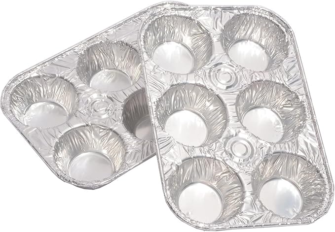Waytiffer Muffin Pan 6-Cup Cupcake Aluminum Pans Favorite Muffin Tin Size for Baking Cupcakes - Standard Size (6-cup-20Pack)