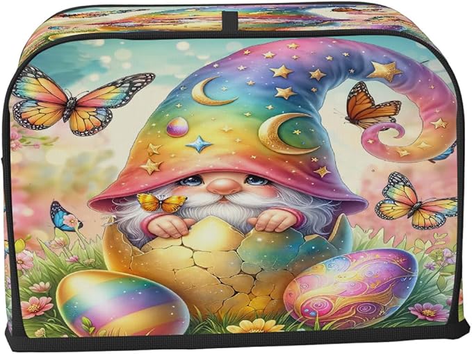 Happy Easter Eggs Gnome Toaster Cover 2 Slice Dust and Fingerprint Protection Toaster Bread Maker Covers Washable Kitchen Small Appliance Covers for Kitchen Accessories Decor Bakeware Women Gift