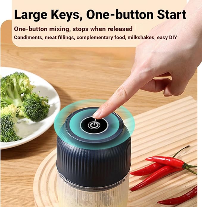 2026 New Electric Garlic Chopper, Mini Portable Veggie Chopper, Small Cordless Garlic Choppers Mincer, USB Rechargeable, 350ML Electric Mini Veggie Cutter for Onion, Garlic, Chili, Ginger (White*2)