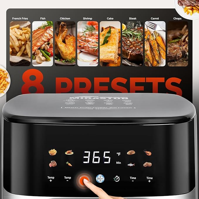 5.8QT Digital Air Fryer with Viewable Window, Air Frying, Reheat, Easy for Frozen Food, Snacks, Dinner, Large Square Basket than Round, Portable for Family & Apartment, Gift Box Included