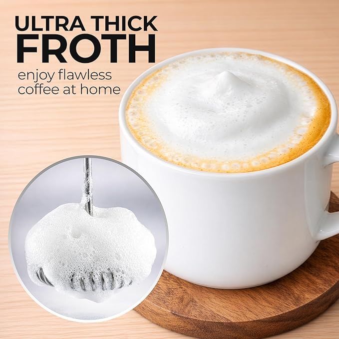 Zulay Froth N Go Milk Frother – Rechargeable 3-in-1 Handheld Frother Wand with Travel Case & USB-C Charger – Single, Double & Egg Whisk for Latte, Cappuccino, Matcha, Protein Shakes – Black Marble