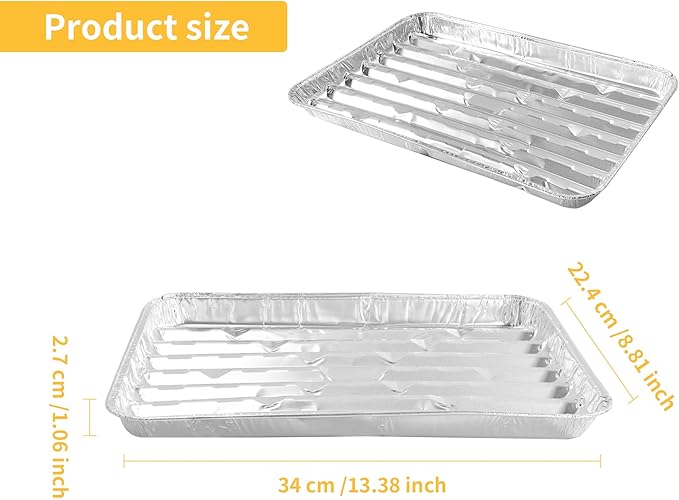 40 Pack Disposable Aluminum Broiler Pan 13 x 9 x 1 inch Aluminum Foil Grill Pans, Disposable Foil Baking Sheet Pans for Oven, Baking, BBQ, Takeout