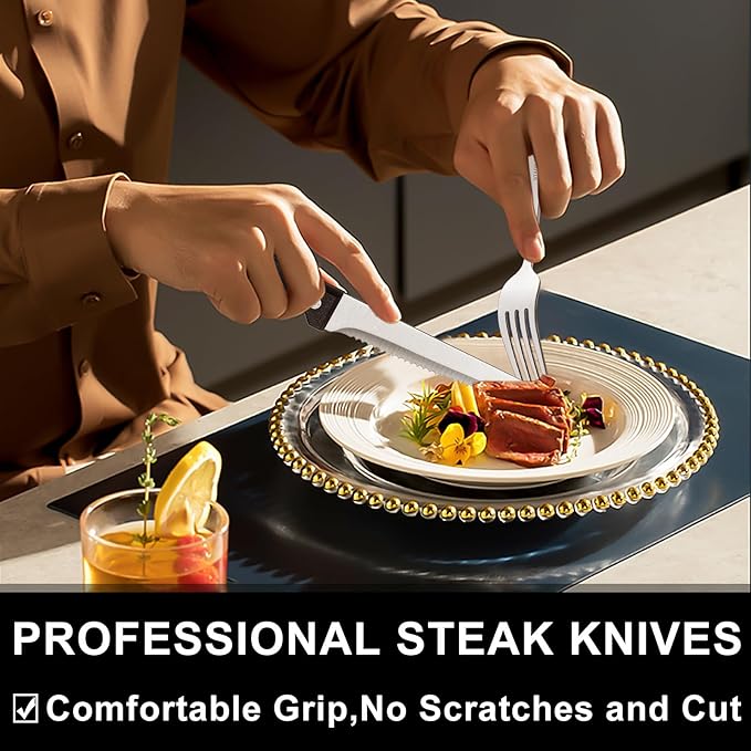 49-Piece Silverware Set with Organizer, Heavy Duty Stainless Steel Flatware Set for 8, Cutlery Utensil Sets with Steak Knives, Rust-proof, Mirror Polished, Dishwasher Safe, Heavy Duty