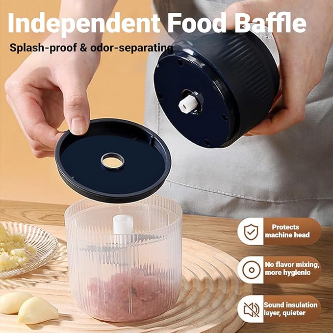 2026 New Electric Garlic Chopper, Mini Portable Veggie Chopper, Small Cordless Garlic Choppers Mincer, USB Rechargeable, 350ML Electric Mini Veggie Cutter for Onion, Garlic, Chili, Ginger (White)