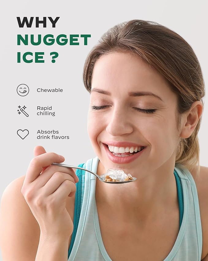 Nugget Ice Maker Countertop, Pebble Ice Maker with Soft Chewable Ice, One-Click Operation Ice Machine with Self-Cleaning, 33lbs/24H for Home,Kitchen,Office