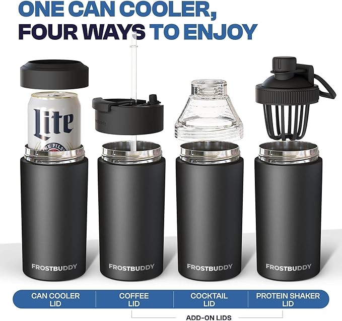 Frost Buddy Universal Can Cooler - Fits all - Stainless Steel Can Cooler for 12 oz & 16 oz Regular or Slim Cans & Bottles - Stainless Steel (Teal Glitz)