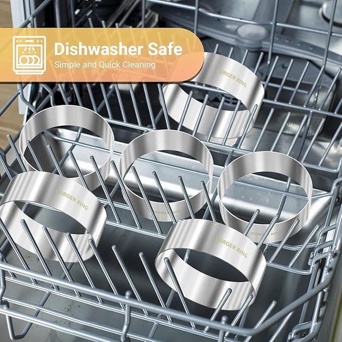 9 Pack Hamburger Bun Rings, Burger Mold, 4.2 inch Large Ring Molds for Cooking, Nonstick, Made of Food Grade 304 Stainless Steel, Cooking Rings for Fried Eggs, Crumpets, Pancakes, Muffins and More