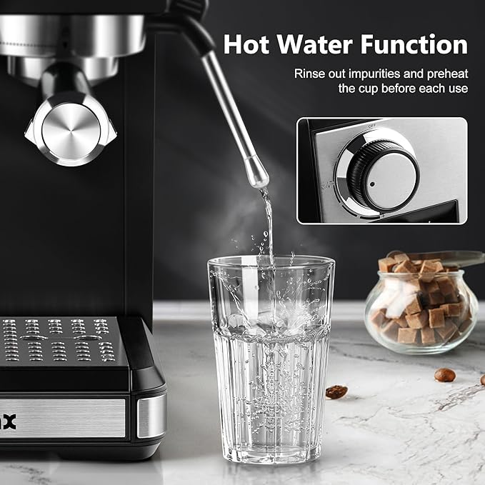 Espresso Machine with Grinder, 20 Bar Professional Expresso Coffee Machines with Milk Frother Steam Wand, Espresso Maker with 60oz Removable Water Tank, Cappuccino & Latte Machine for Home (Black-Pro)