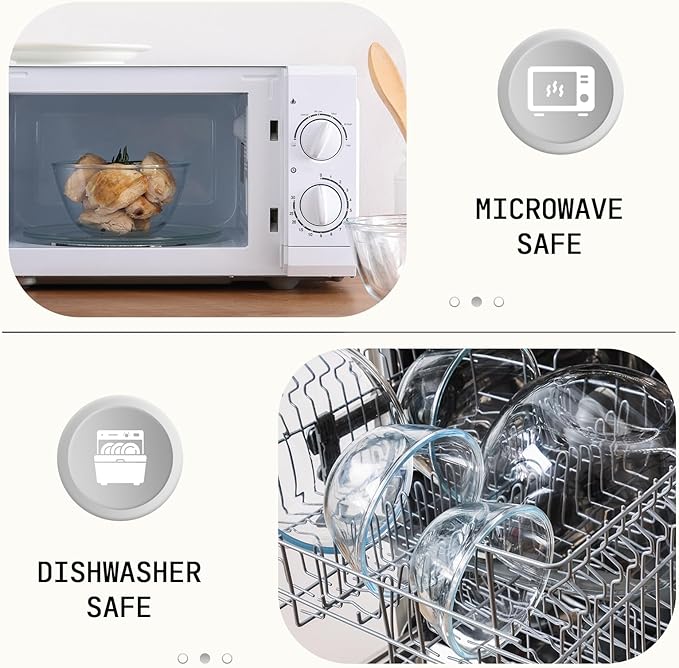 Cuiselect 3pc Glass Mixing Bowls Sets (1.64QT, 1.16QT, 0.85QT), Nesting Mixing Bowls for Cooking Prep, Baking, Storage, Large Salad Bowls Sets-Dishwasher Microwave Freezer Safe