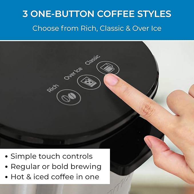 Kenmore Single Serve Coffee Maker – 6–12 Oz Brew Sizes, Compatible with Keurig K‑Cup Pods & Ground Coffee, One Cup Brewer, Travel Mug Friendly, Auto Shut‑Off, Hot & Iced Machine à café, Black