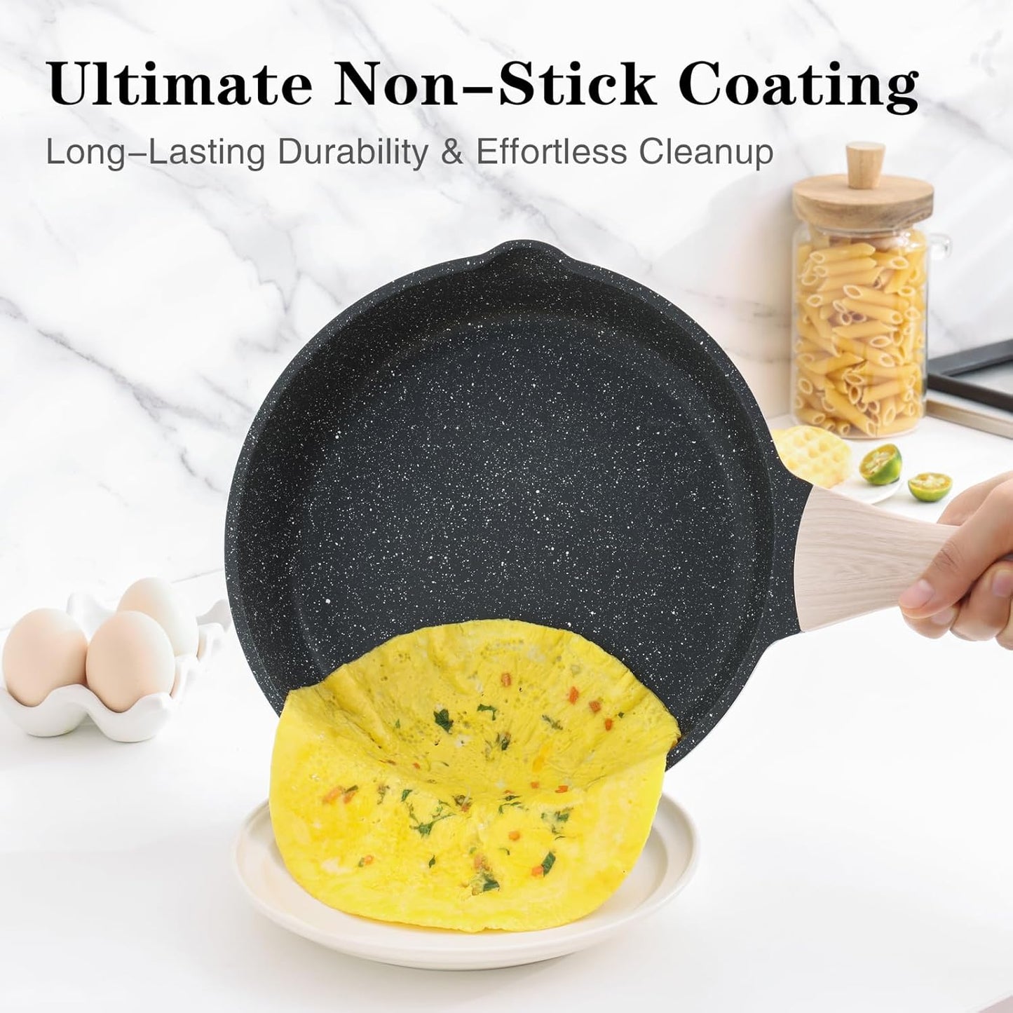 Nonstick Frying Pan, 12.5 Inch Large Skillet, Granite Cooking Pan, Healthy and Non Toxic, Induction Compatible, PFOA Free