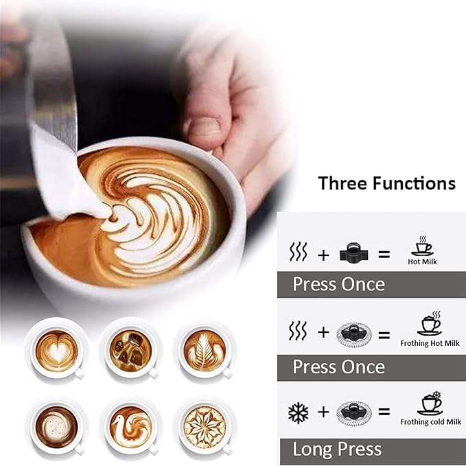 AIZYR Electric Detachable Milk Frother and Steamer Stainless Steel Milk Warmer with Hot & Cold Foam for Coffee, Hot Chocolates, Cappuccino,110v