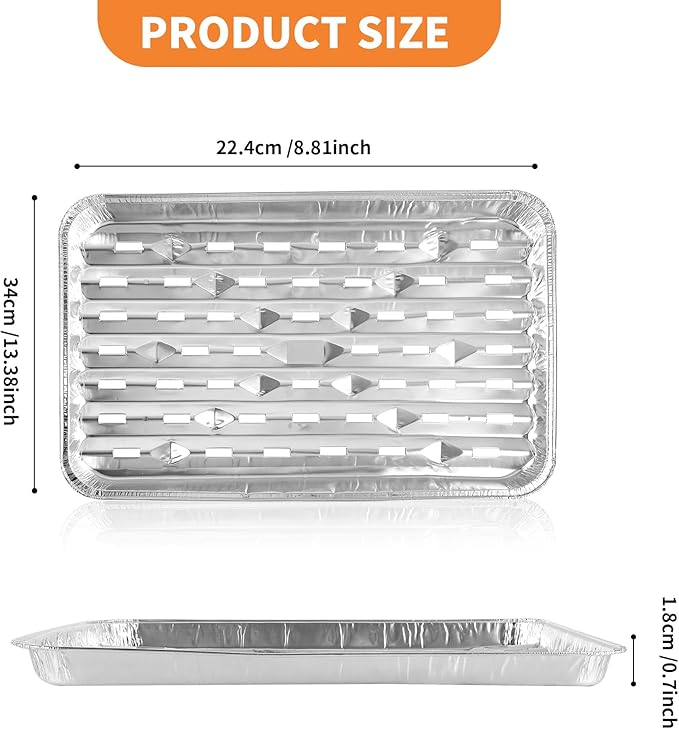 40 Pack Disposable Broiler Pans with Holes, 13.4 x 9 x 0.7 inch Aluminum Foil Grill Pans for Oven, Baking, BBQ, Takeout, Meal Prep
