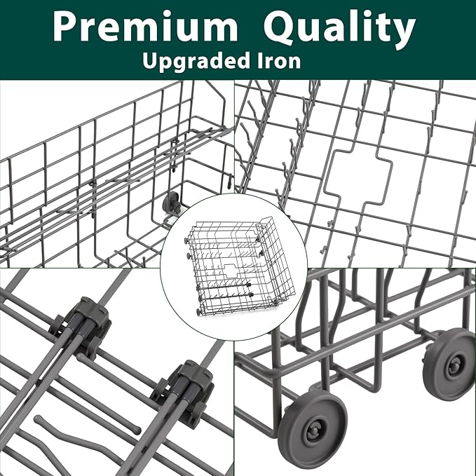 W10139223 Dishwasher Lower Rack Replacement Parts for Whirlpool Maytag Dishwasher Rack Lower Basket Shelf Jenn-air Amana MDBD820AWW MDB6650AWW JDB8910AWS Bottom Dishrack Basket Assembly 1 Pack