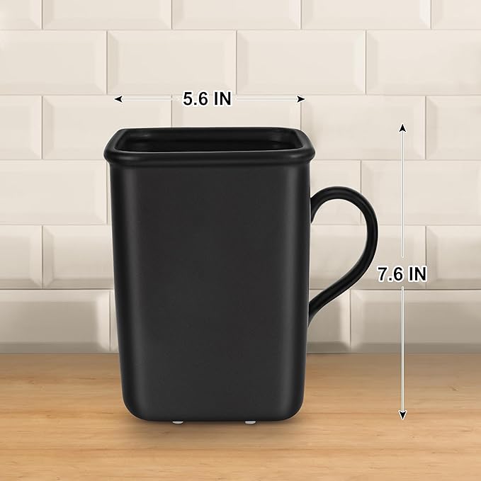 2026 Upgraded Vintage Kitchen Utensil Holder - Ceramic Utensil Crock Large Capacity Anti-tip, Modern Countertop Organizer for Farmhouse/Rustic/Contemporary Kitchen Decor(Matte Black)