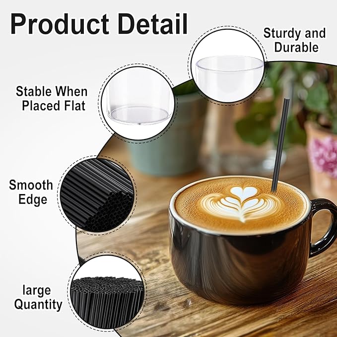 600 Pcs Black Coffee Stirrers Stir Sticks Set - Acrylic Stir Stick Holder Cocktail Straws Bar Straws Drink Stirrers for Coffee Juice Whiskey Home Kitchen Party Supplies