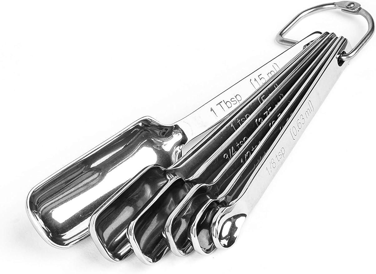 Measuring Cups and Spoons Set by Taza Kitchenware - 13 Piece Stainless Steel Metal Durable Stackable Compact Easy Scoop Cups and Spoons