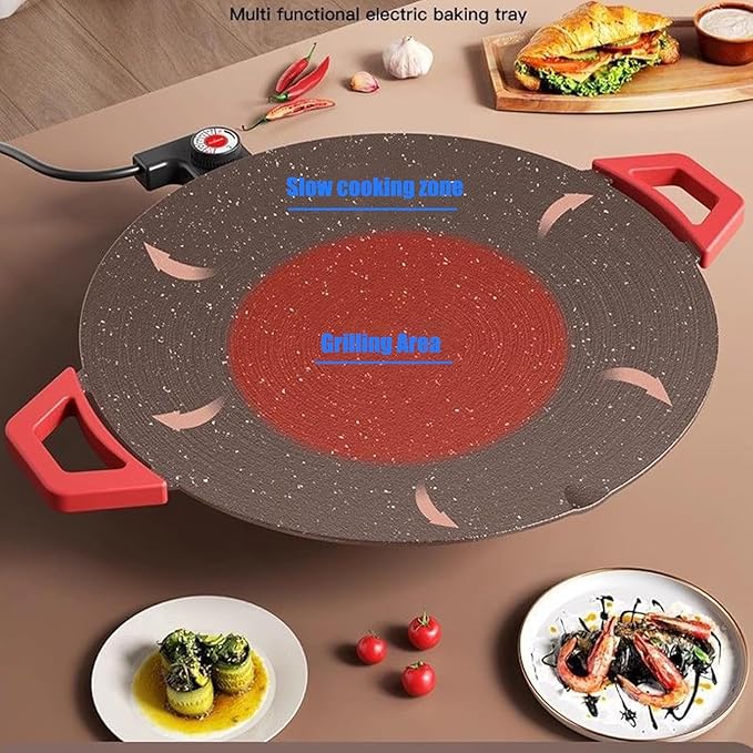 Non-Stick Electric Indoor Grill Pan, Indoor Smokeless Electric Griddle, 2026 Upgraded Smokeless Indoor Electric Grill & Nonstick Griddle for Steaks, Burgers and Indoor Cooking (Includes 4 Accessories)