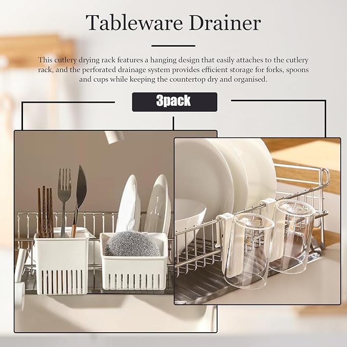 3 Pack Silverware Drying Basket, Silverware Drainer, Utensil Drainer, Escurridor De Cubiertos Plastico, Knife and Fork Storage Rack, Cup Rack Drying, Cup Rack for Drying in Kitchen