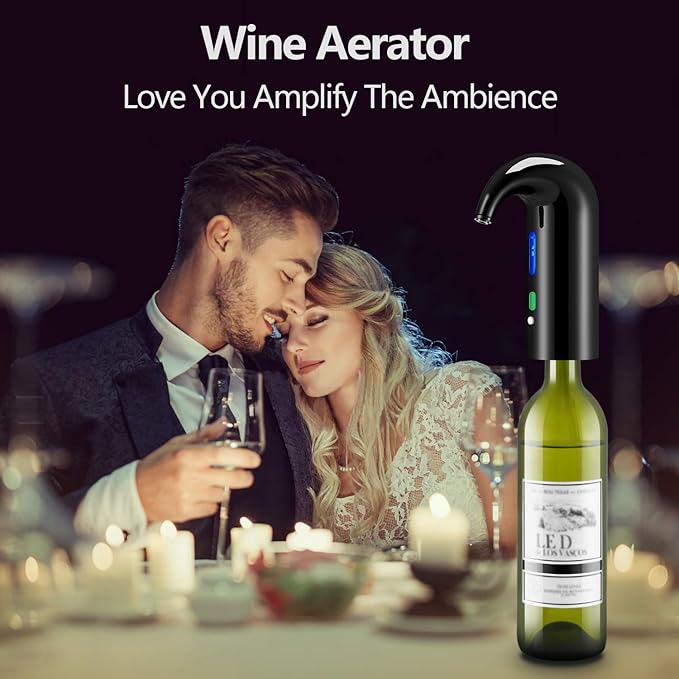 Wine Aerator Electric Wine Decanter and Dispenser One Touch Red -White Wine Accessories Aeration Work with Wine Opener for Beginner Enthusiast -Wine Gift Set