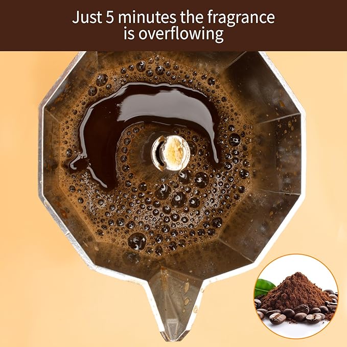 LAOION Cafetera Espresso Maker, 6 Cup Portable Coffee Machine, 300ml Portable Cafeteras Electricas Modernas, Electric Moka Pot with Detachable Base & Overheat Protection, Coffee Gift for Home Travel