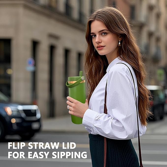 30 oz Tumbler Bulk with Handle and Straw, Vacuum Insulated Tumblers with Flip Straw and Top Handle, Leakproof Powder Coated Tumbler, Stainless Steel Travel Mug for Coffee Water (Mixed, 4 Pack)