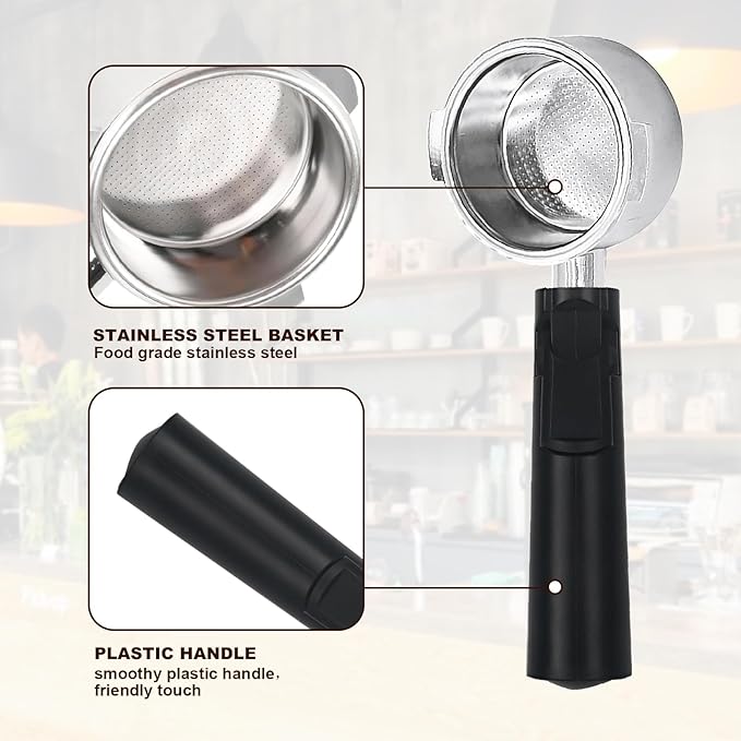 Gevi 51mm Bottomless Portafilter - 3 Ears Cafe Barista Fits Yabano, Includes Portafilter Filter Basket