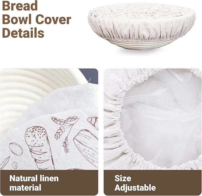 2 Pack 12″ Bowl Covers for Bread Proofing with Plastic Liner, Reusable Shower Caps for Sourdough Rising