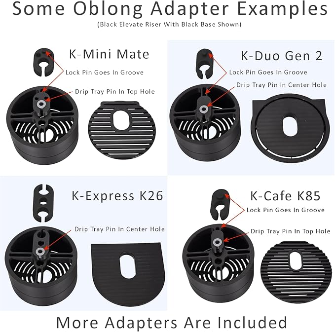 Elevate Anti-Splash Cup Riser Accessory for most Keurig K-cup, Cuisinart Single Serve, and other Coffee Makers, Adjustable for Cup Size and Drip Tray Type (Dark Gray)