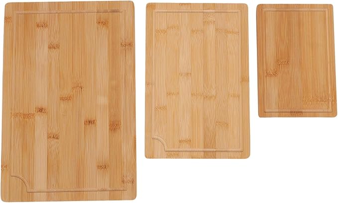 Chopping Board,3Pcs Wooden Cutting Boards with Built in Handles Liquid Grooves for Kitchen Meat Vegetable