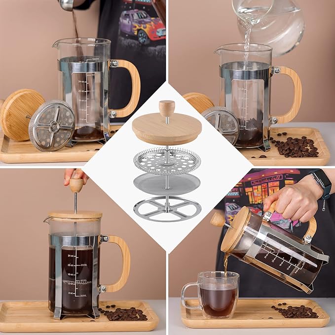 2.6 Inch Filter Parts for 350ml French Press 3 Pieces Stainless-Steel Set Containing Spiral Disk, Small Coffee Press Mesh Screen for Sivaphe 12 oz French Press