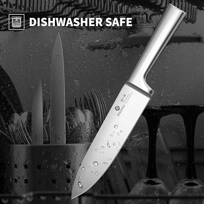 imarku 15-Piece Knife Block Set Built-in Sharpener, Japanese High Carbon Stainless Steel Kitchen Knife Set, Dishwasher Safe, Chef Knife Set with Wooden Knife Block, Steak Knives for Kitchen Cooking