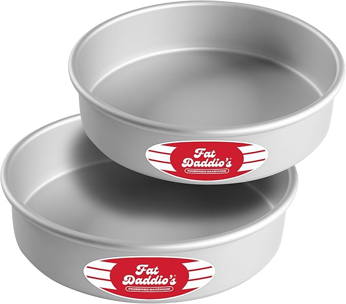 Fat Daddio's Anodized Aluminum Round Cake Pans, 2 Piece Set, 8 x 2 Inch