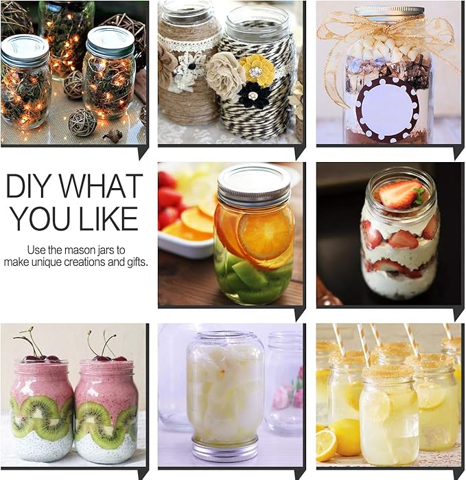 KAMOTA Mason Jars 16 oz With Regular Lids and Bands, Ideal for Jam, Honey, Wedding Favors, Shower Favors,DIY Spice Jars, 18 PACK, 20 Whiteboard Labels Included