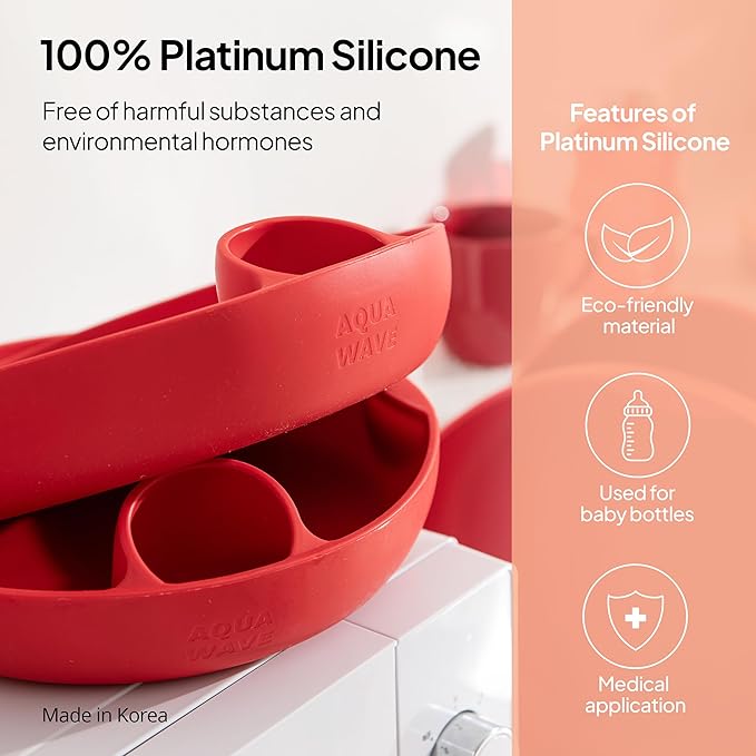 Longtail Company Microwave Steamer Bowl – BPA-Free Silicone Cooking Tray with Water Hole | Steam & Reheat Without Lid | Dishwasher Safe | Defrost, Reheat, Steam Veggies, Pizza, Meals | 9.6in - RED
