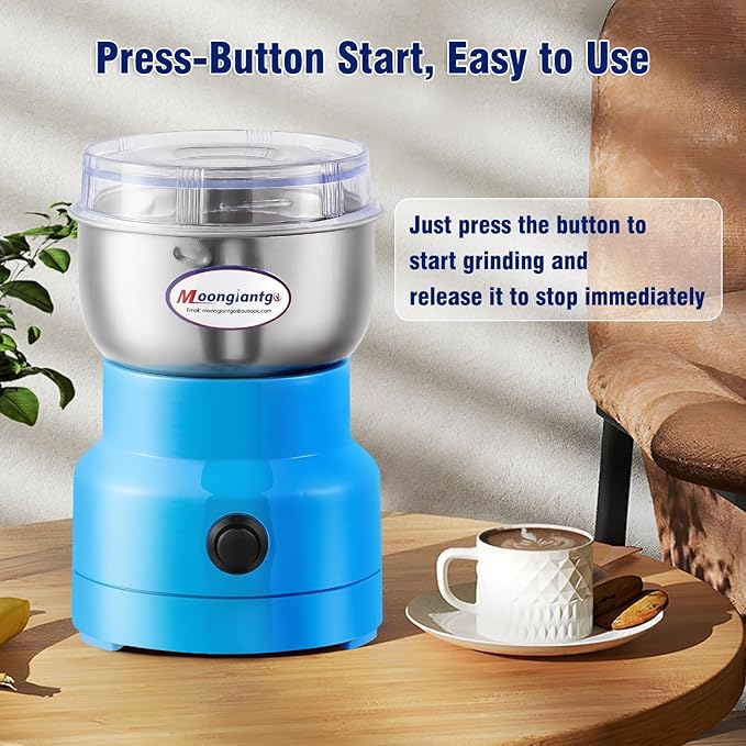 Moongiantgo Coffee Grinder Electric, Mini Spice Grinder, 200W 10s Fast Grinding, Dry Grain Mill for Spices Seeds Rice Beans Seasonings