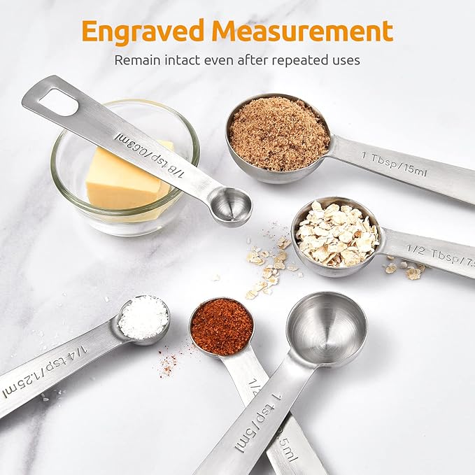 U-Taste 18/8 Stainless Steel Measuring Spoons Set for Dry and Liquid Ingredients(Set of 8), and Upgraded Measuring Cups and Spoons Set of 10 with Reinforced Welded Handle (Color)