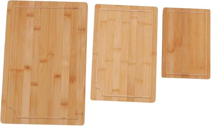 Wood Chopping Board Set With Grooves | Smooth Cleaver Friendly Cutting Boards In Three Sizes For Kitchen Prep And Serving