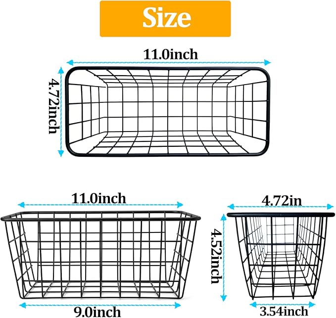 2 Set Adhesive Hanging Wall Basket Inside Cabinet Door Organizer,Wall Storage Basket-No Drilling Adhesive wall Basket for Cupboard Door,Space-Saving Small Hanging Baskets for Wall Mount Storage,Black