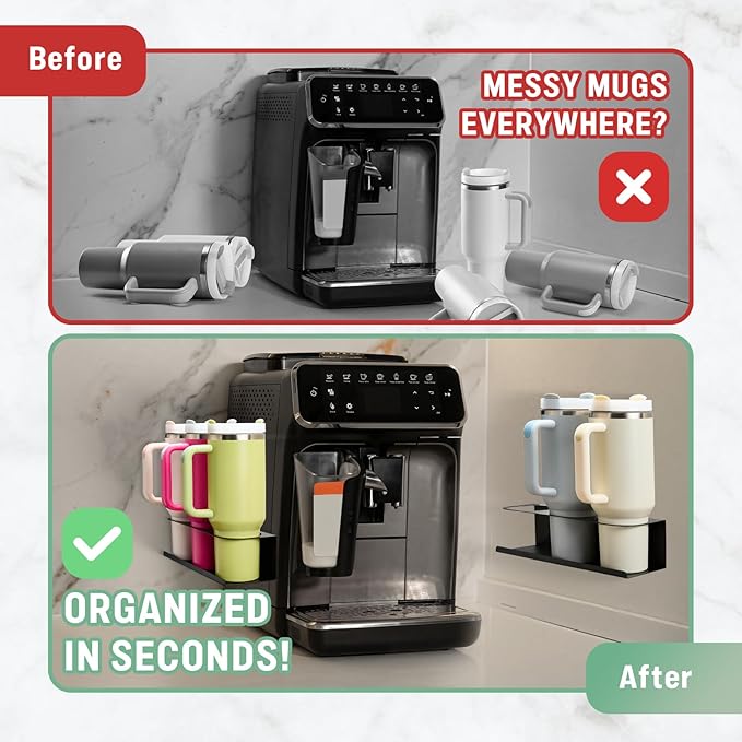 2 Pack Magnetic Cup Holder for Fridge, Water Bottle Organizer for Stanley and Tumbler with Double Sided Tape Hold Stanley Cup Accessories for Kitchen Cabinet