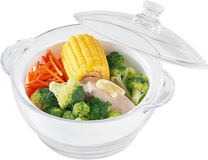 Glass Microwave Steamer for Vegetables, Broccoli, Fish & Food – Oven Safe Steamer Bowl for Cooking, BPA-Free, Odorless & Dishwasher Safe（1.5L）