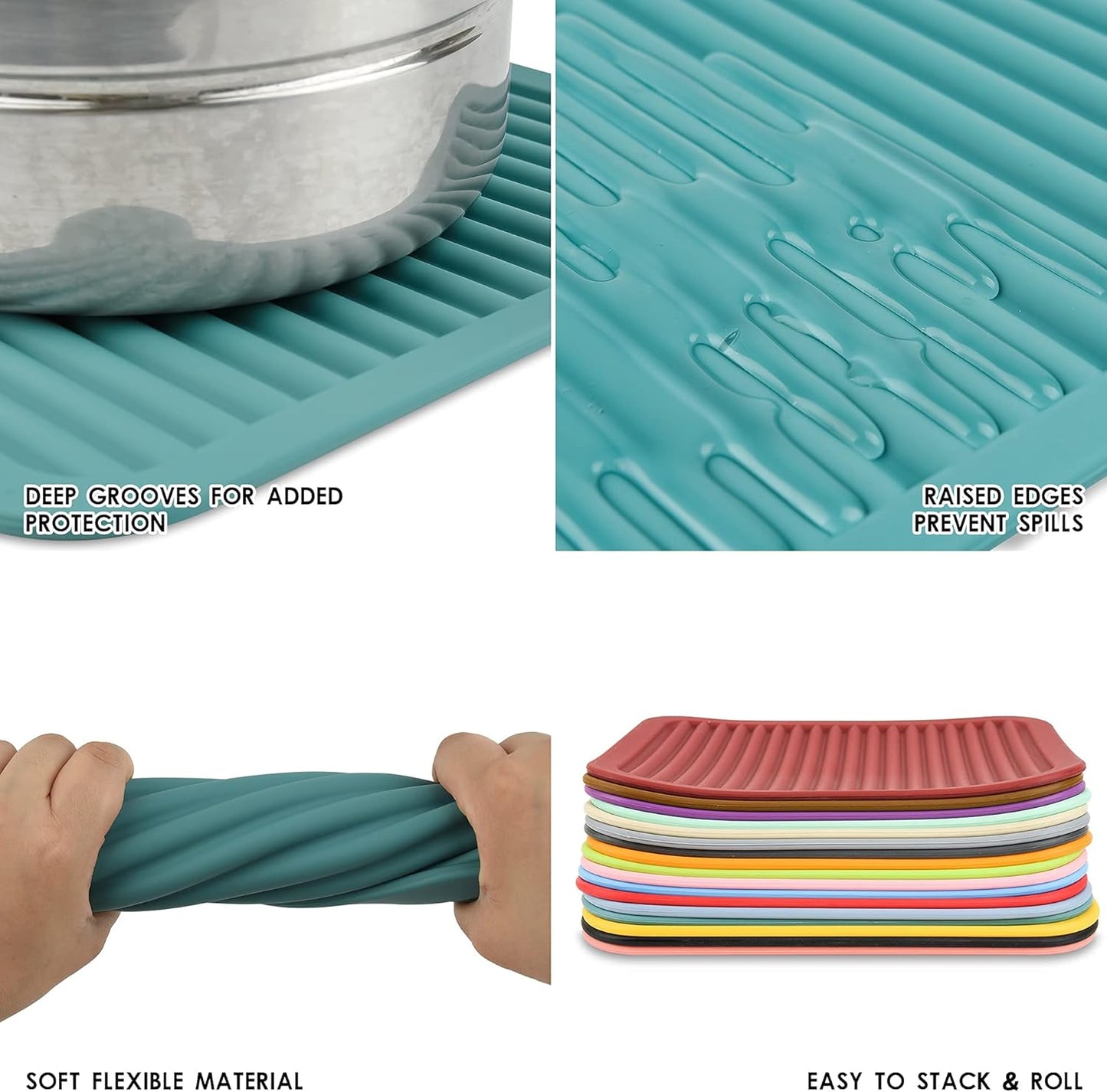 Smithcraft Silicone Trivet Set, 2 Pack, Food-grade, Heat Resistant, Multi-functional, Size: 9x12 Inch, Thickness: 0.27 Inch, Color: Red, Shape: Rectangular