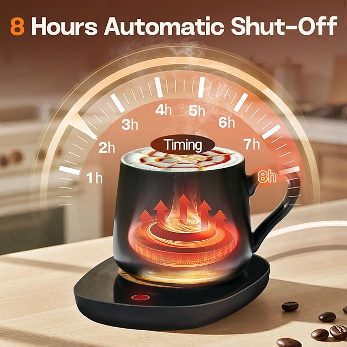 Coffee Mug Warmer for Desk with Auto Shut Off, Coffee Cup Warmer for Desk with Auto Shut Off, 3 Adjustable Temperature Settings & 8 Hours Auto shutoff