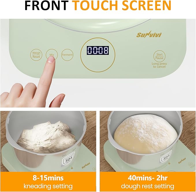 5.2QT Electric Dough Maker with Ferment Function & Weighing Function, Dough Mixer with Stainless Steel Bowl, Household Kitchen Flour Kneading Machine, Face-up Touch Panel, Microcomputer Timing