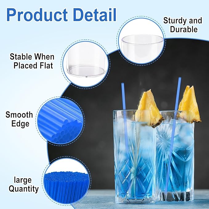 600 Pcs Navy Blue Coffee Stirrers Stir Sticks Set - Acrylic Stir Stick Holder Cocktail Straws Bar Straws Drink Stirrers for Coffee Whiskey Valentines Day Disposable Drinking Straws Party Supplies